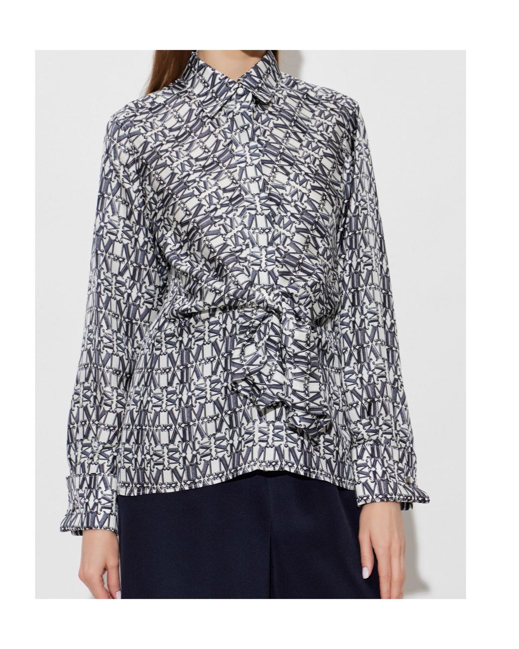 Max Mara Gray Marte Logo-Detail Shirt