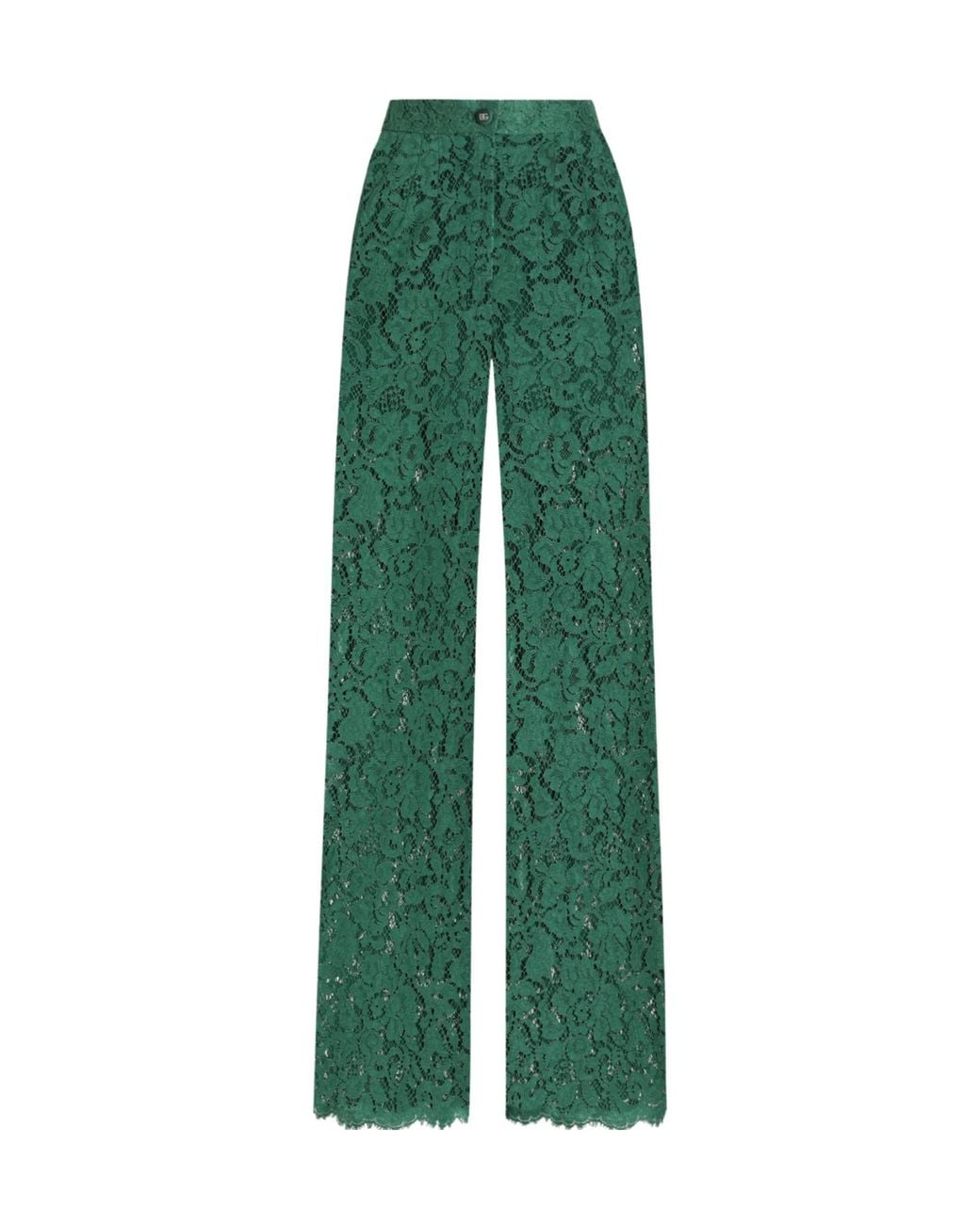 Dolce & Gabbana Green Cordonetto Lace Trousers