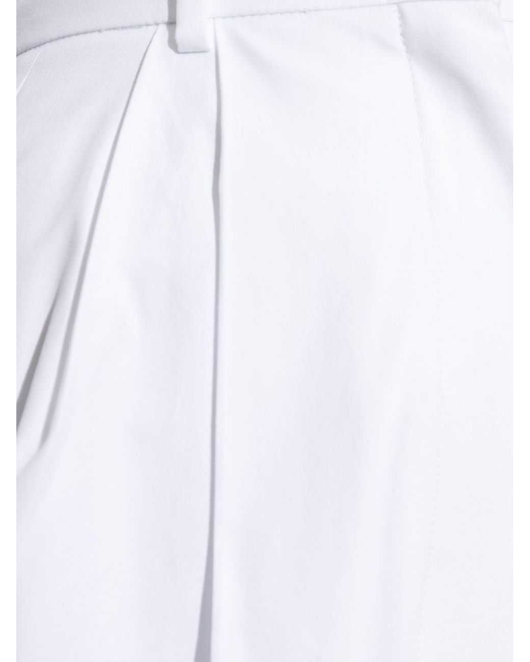 Sportmax White High-Waisted Cotton Trousers