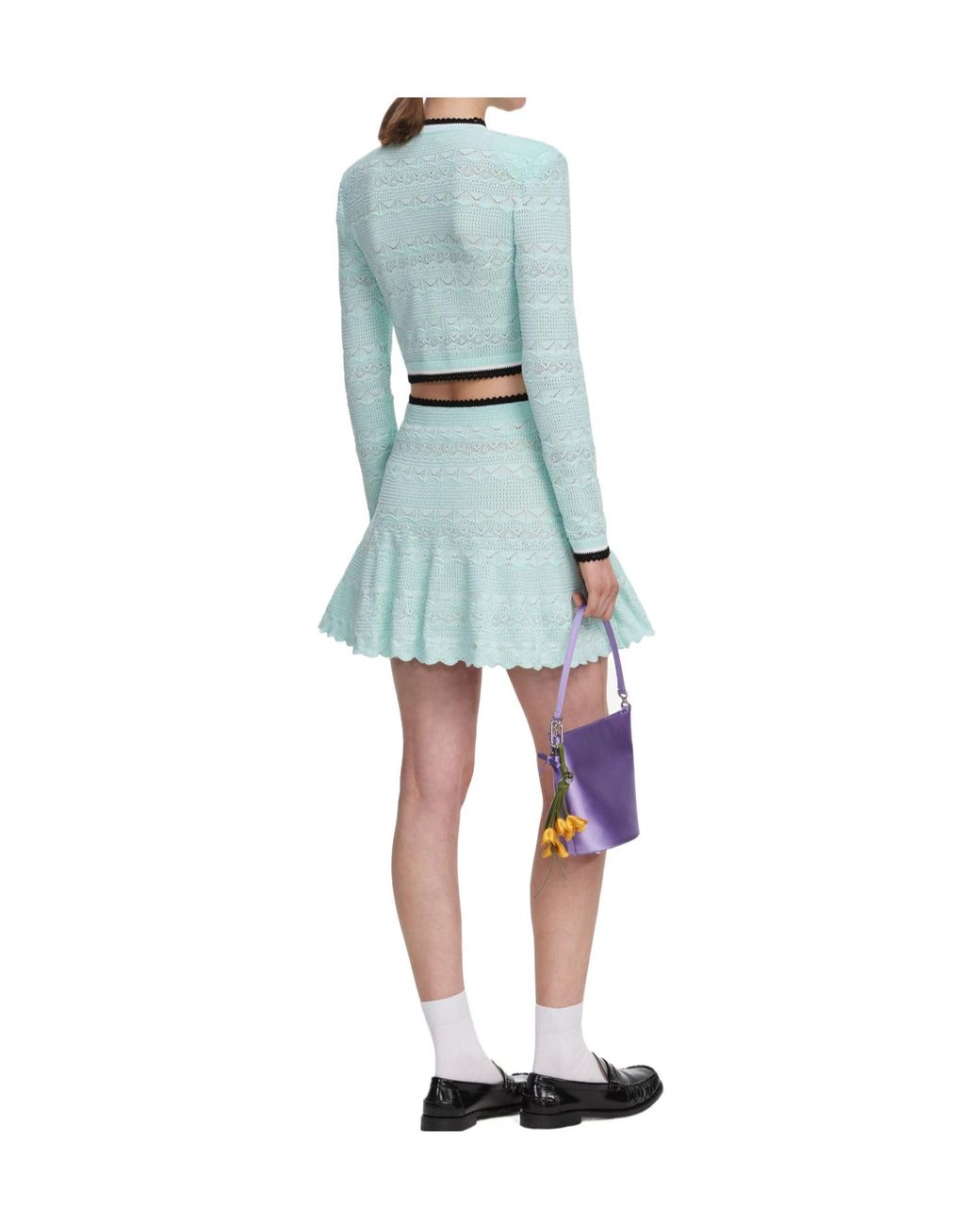 Self-Portrait Green Pointelle Mini Skirt
