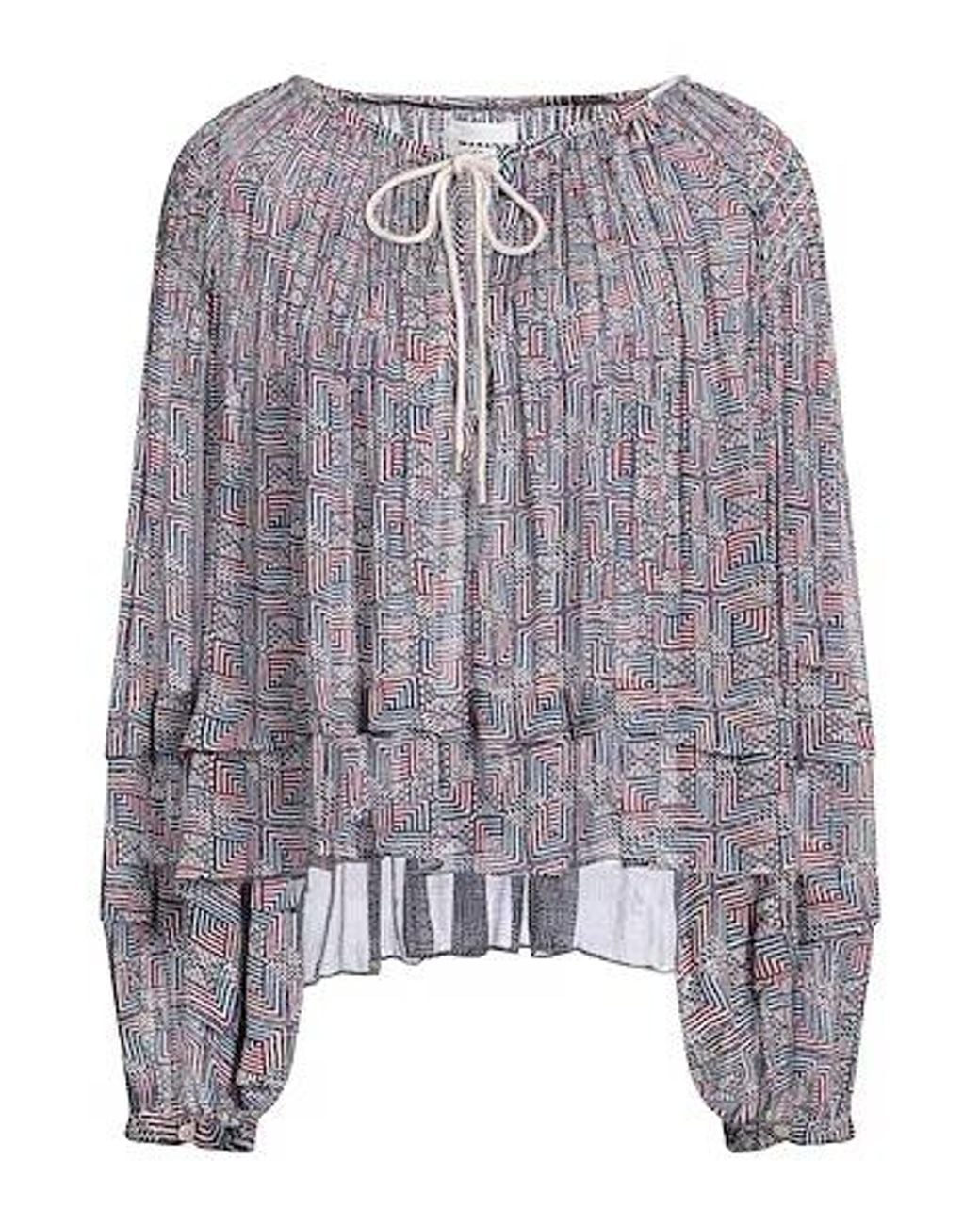Isabel Marant Purple Floral Chiffon Long-Sleeve Top