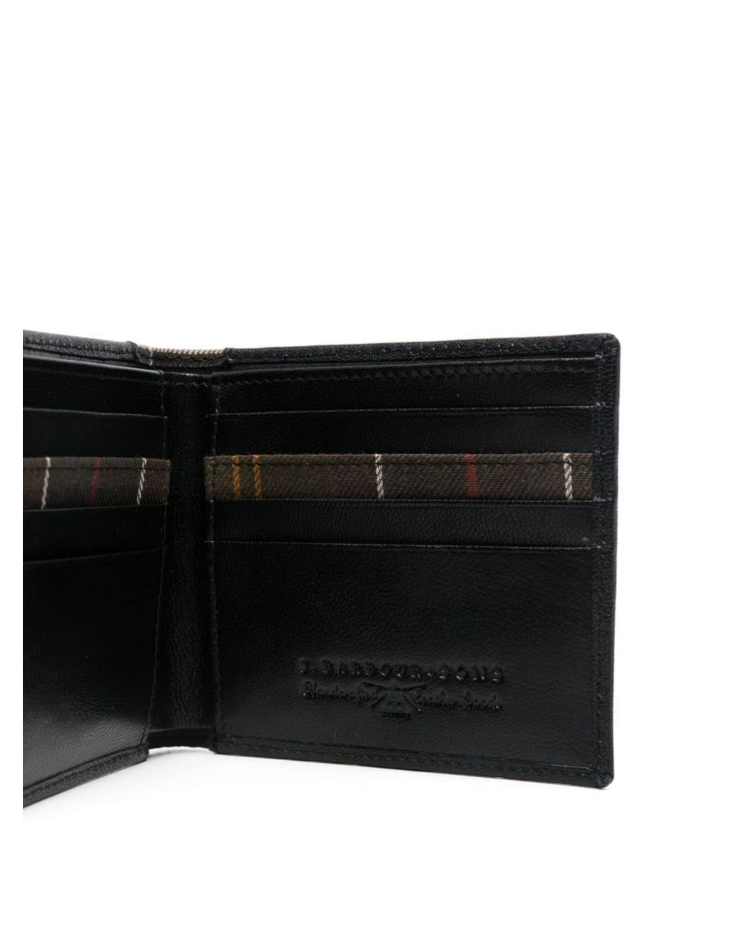 Barbour Black Logo Embossed Bi-Fold Wallet Card Holder Set for men