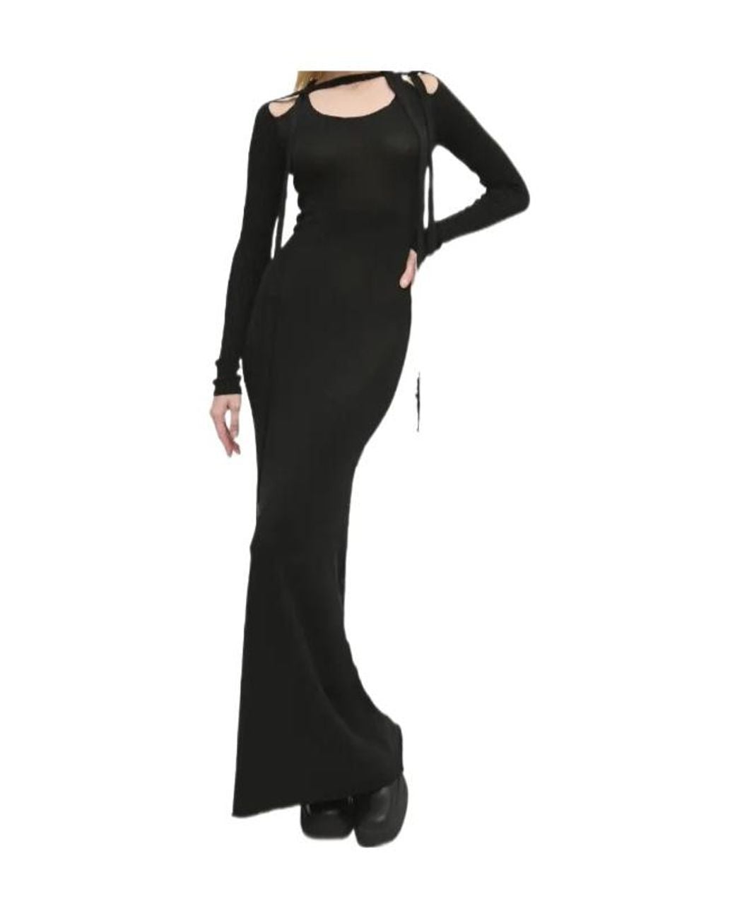 Y. Project Black Cut-Out Tie Maxi Dress