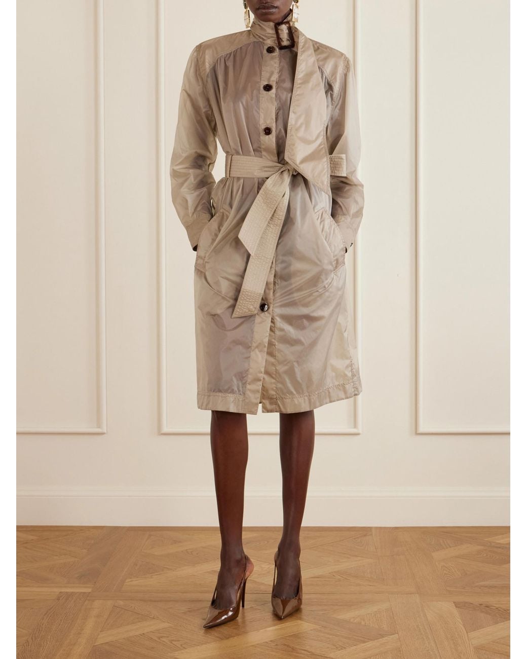 Saint Laurent Natural Long-Sleeved Dress