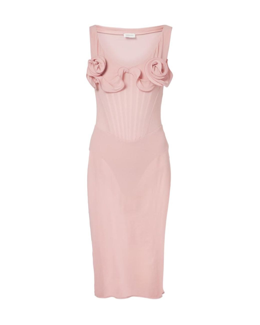 Magda Butrym Pink Floral-Applique Silk-Blend Bustier Dress