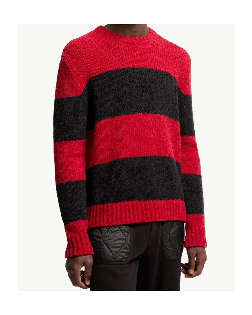 Moncler Red Striped Knitted Sweater for men
