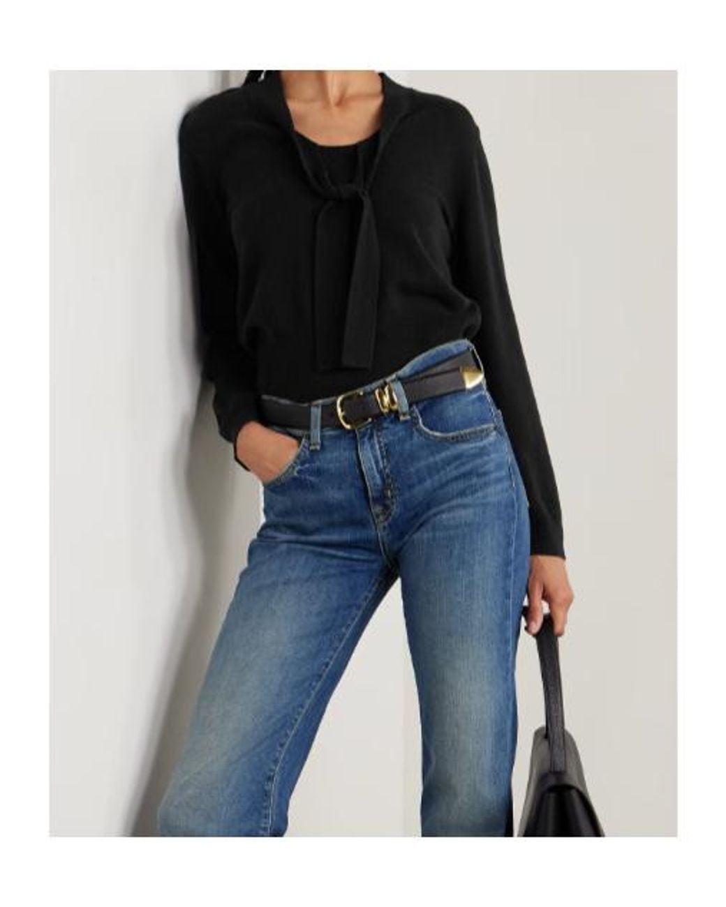 Nili Lotan Black Genesis Pussy-Bow Cashmere Sweater