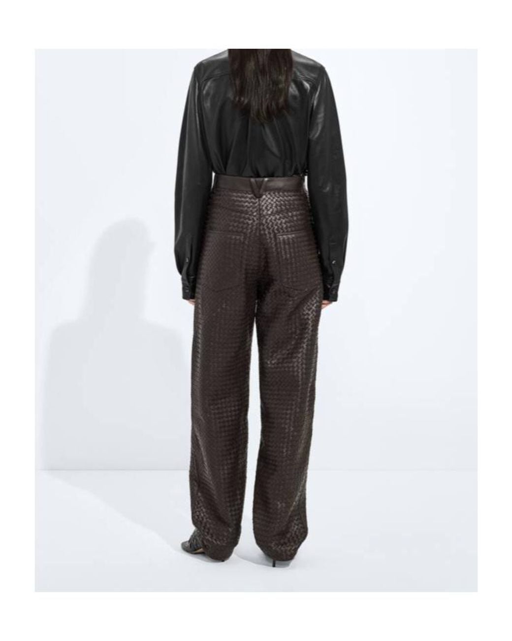 Bottega Veneta Black Intrecciato Leather Pants
