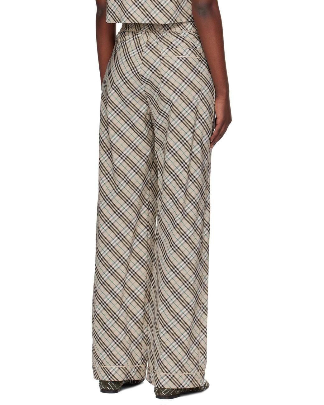 Burberry Gray Cotton Check Pyjama Trousers