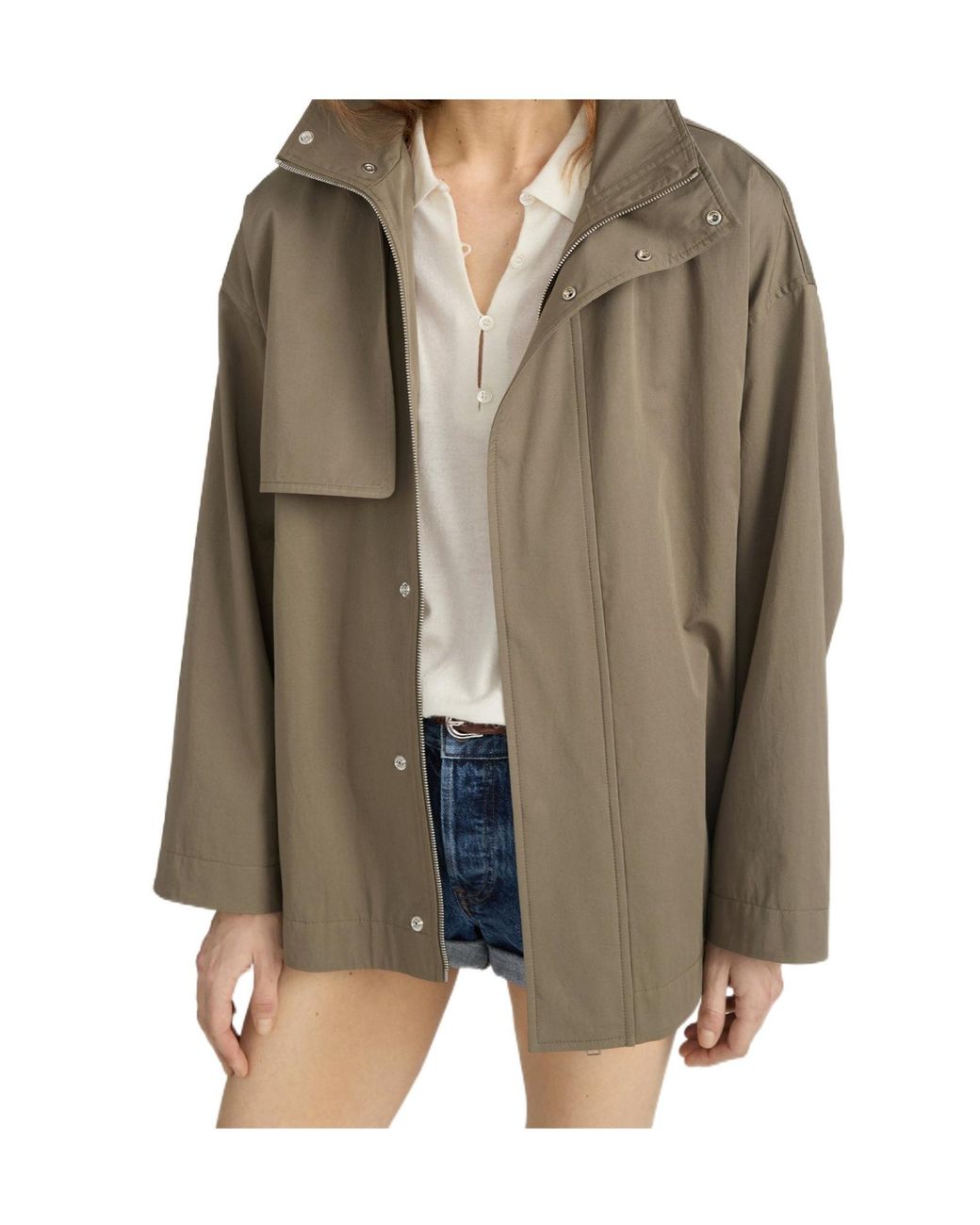FRAME Natural Storm-Flap Belted Jacket