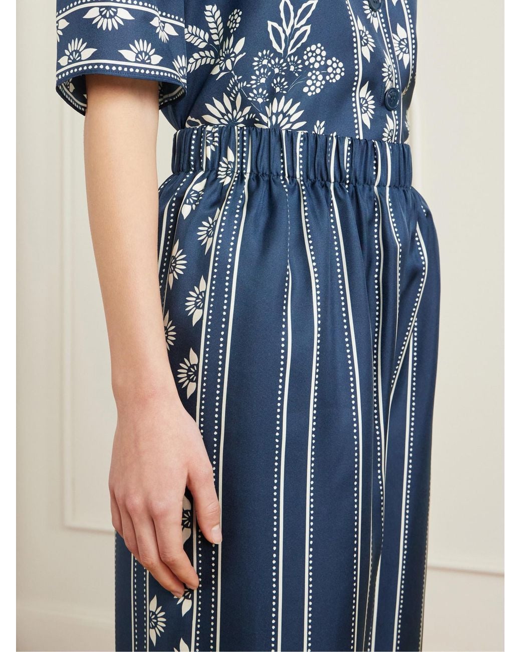Eres Blue Striped Silk-Voile Straight-Leg Pants