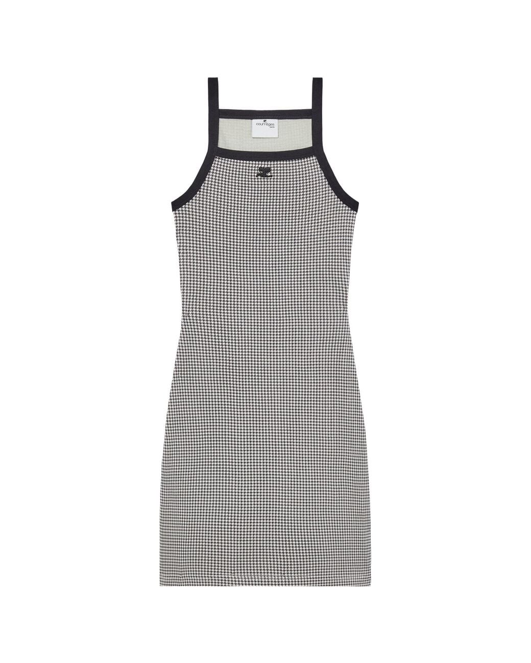 Courreges Gray Courrèges Houndstooth-Pattern Straight Hem Mini Dress