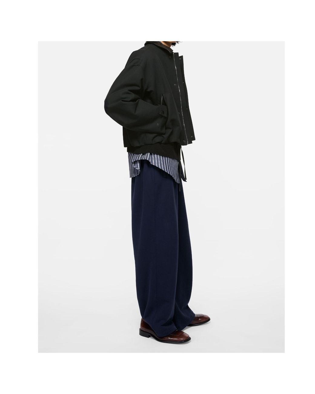 Acne Black Bomber With Leather Collar for men