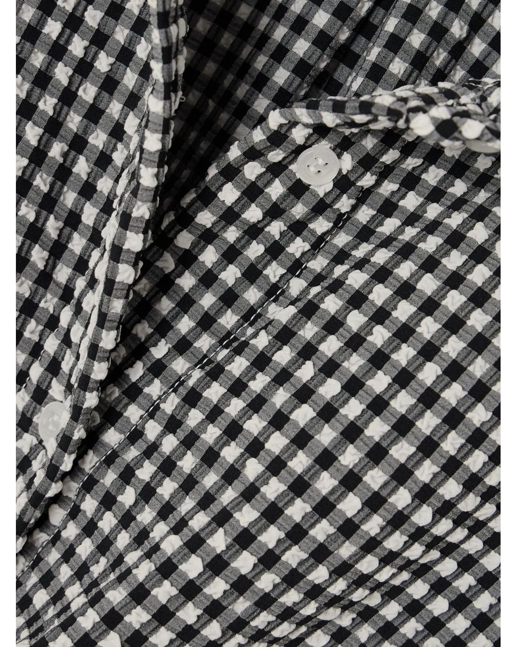 Hunza G Gray Gingham Seersucker Shirt