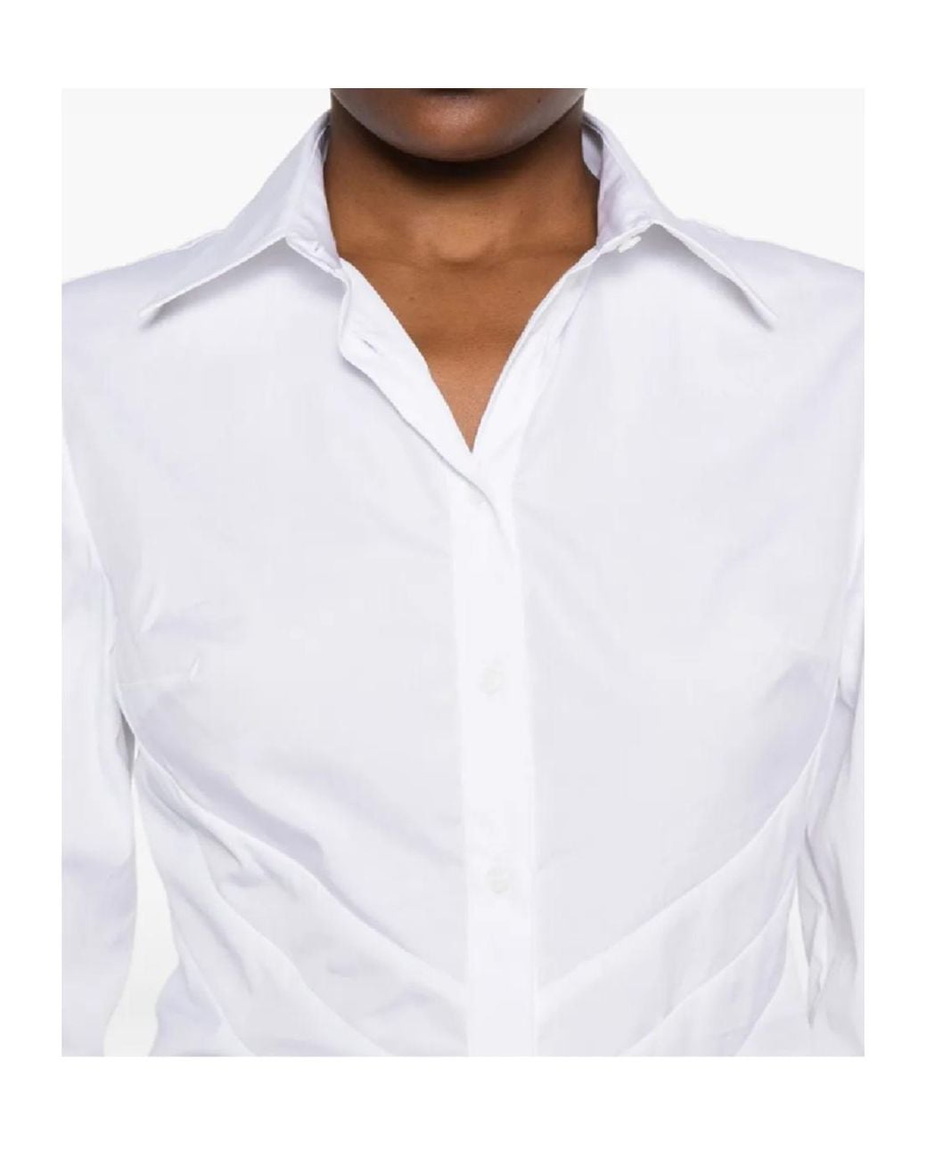 Ermanno Scervino White Ruched-Panel Collared Shirt