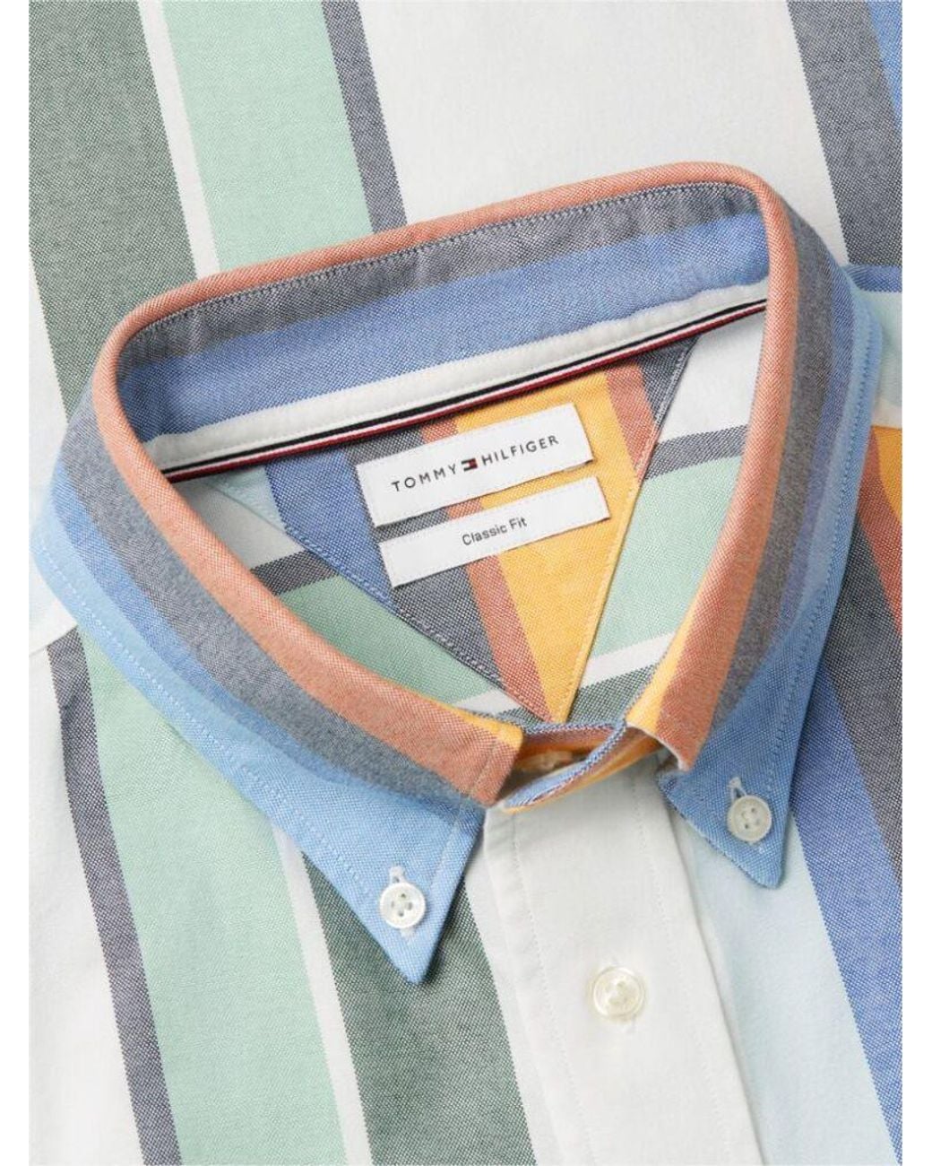 Tommy Hilfiger Blue Relaxed Fit Multicolour Stripe Oxford Shirt for men