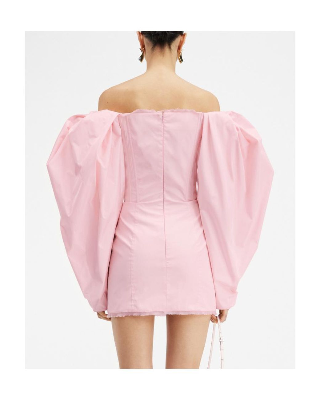 Jacquemus Pink La Robe Taffetas Draped Mini Dress