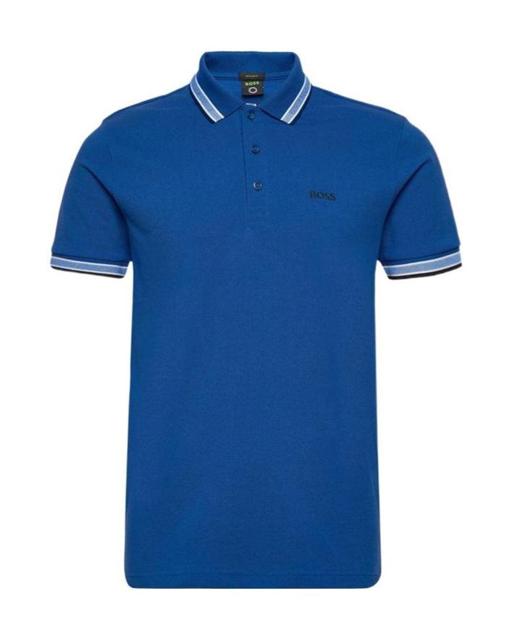 Boss Blue Boss Logo Embroidered Short-Sleeved Polo Shirt for men