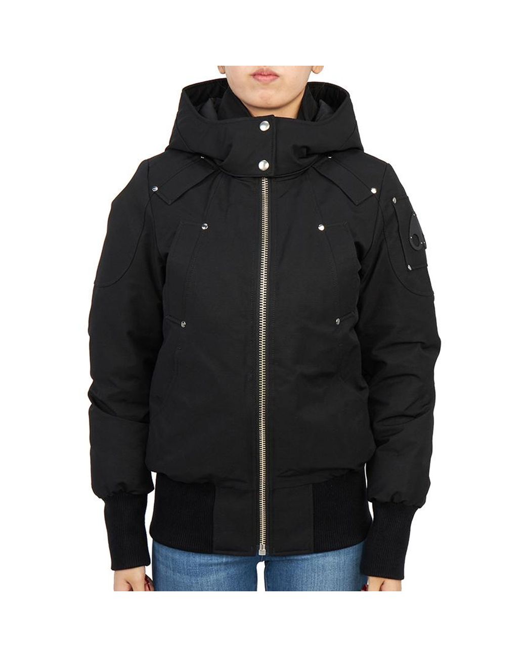 Moose Knuckles Black Zip-Up Hooded Jacket