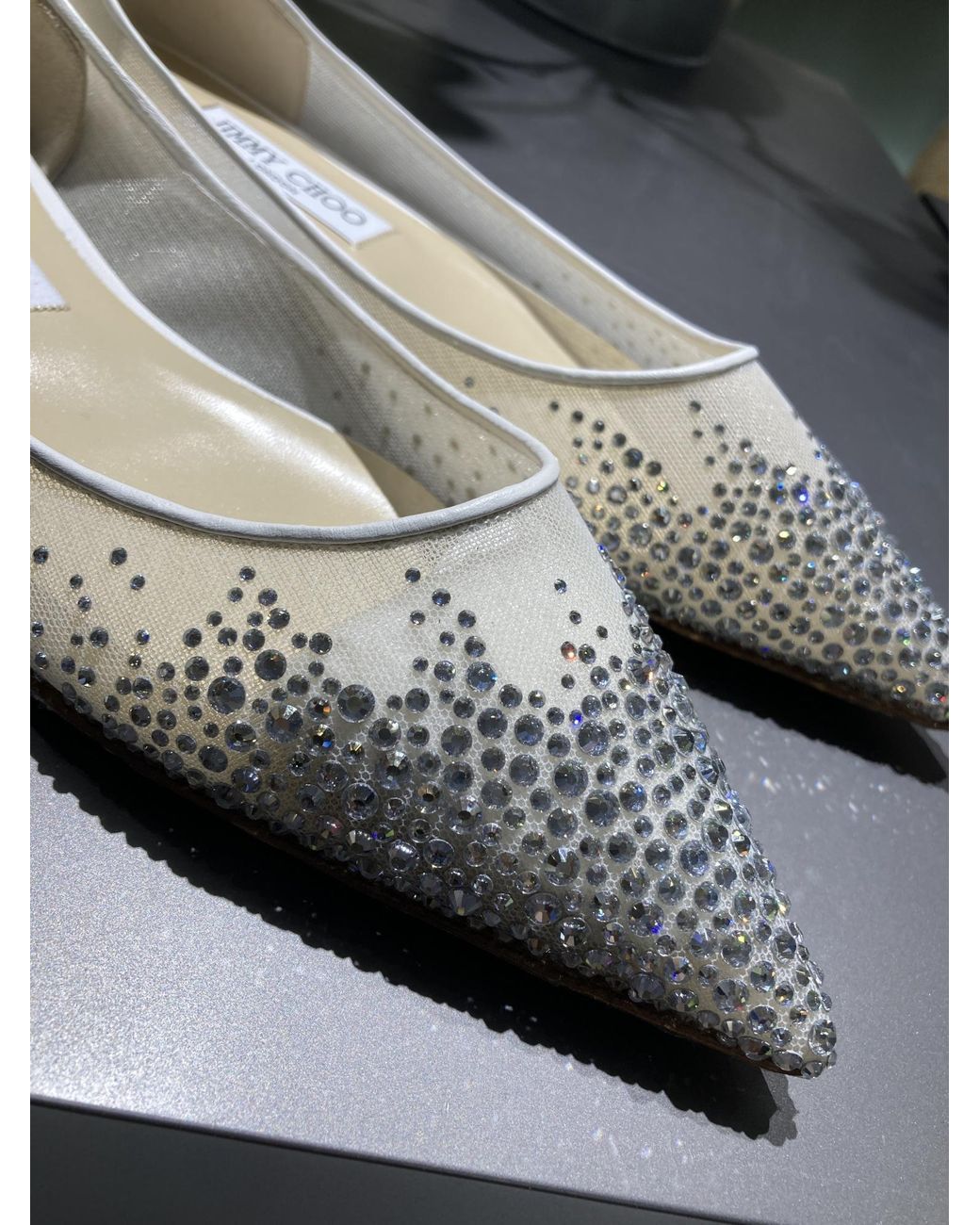 Jimmy Choo Natural Love Flat Crystal-Embellished Ballerina Shoes
