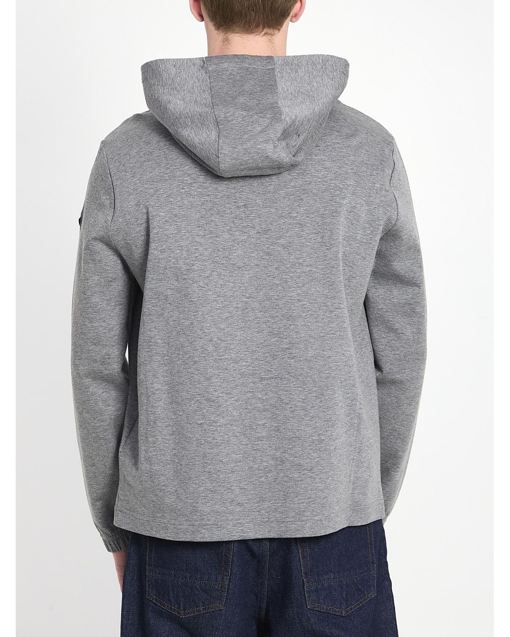 Moncler Gray Logo Patch Drawstring Hoodie for men