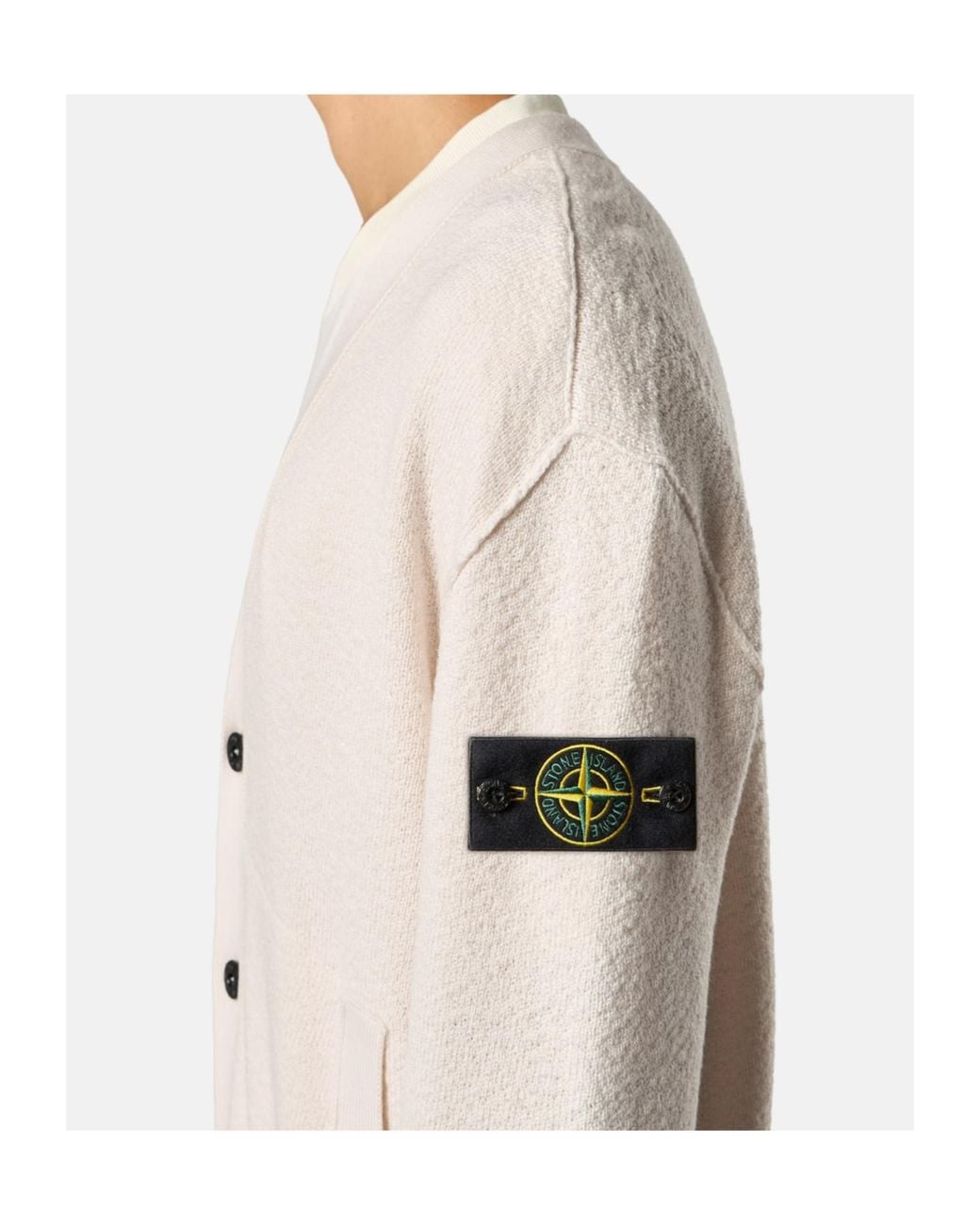 Stone Island Natural Loose-Fit V-Neck Cardigan With Pockets for men