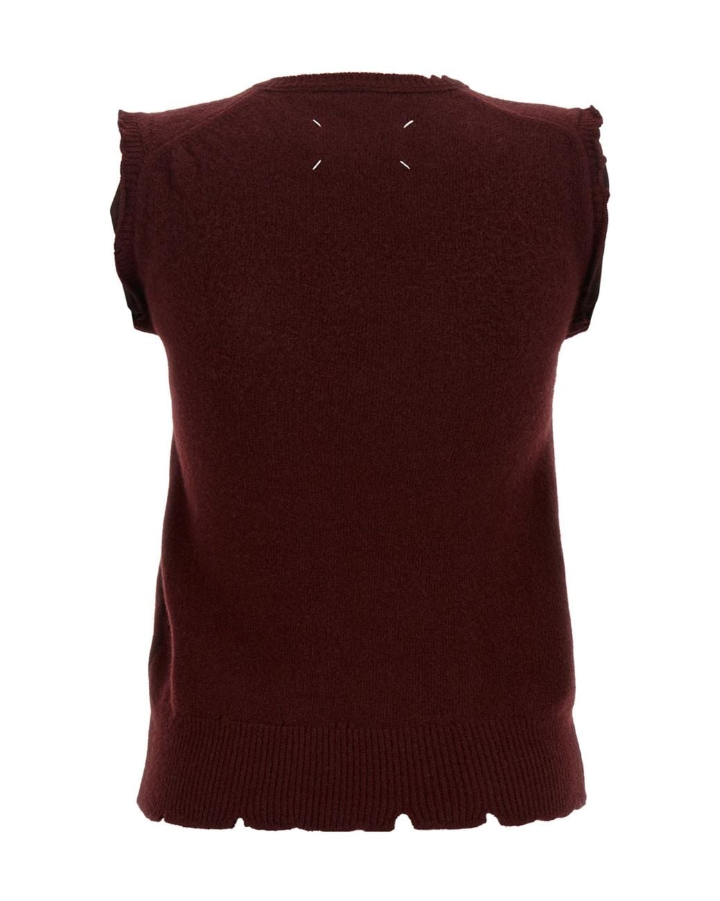 Maison Margiela Red Distressed Knitted Vest