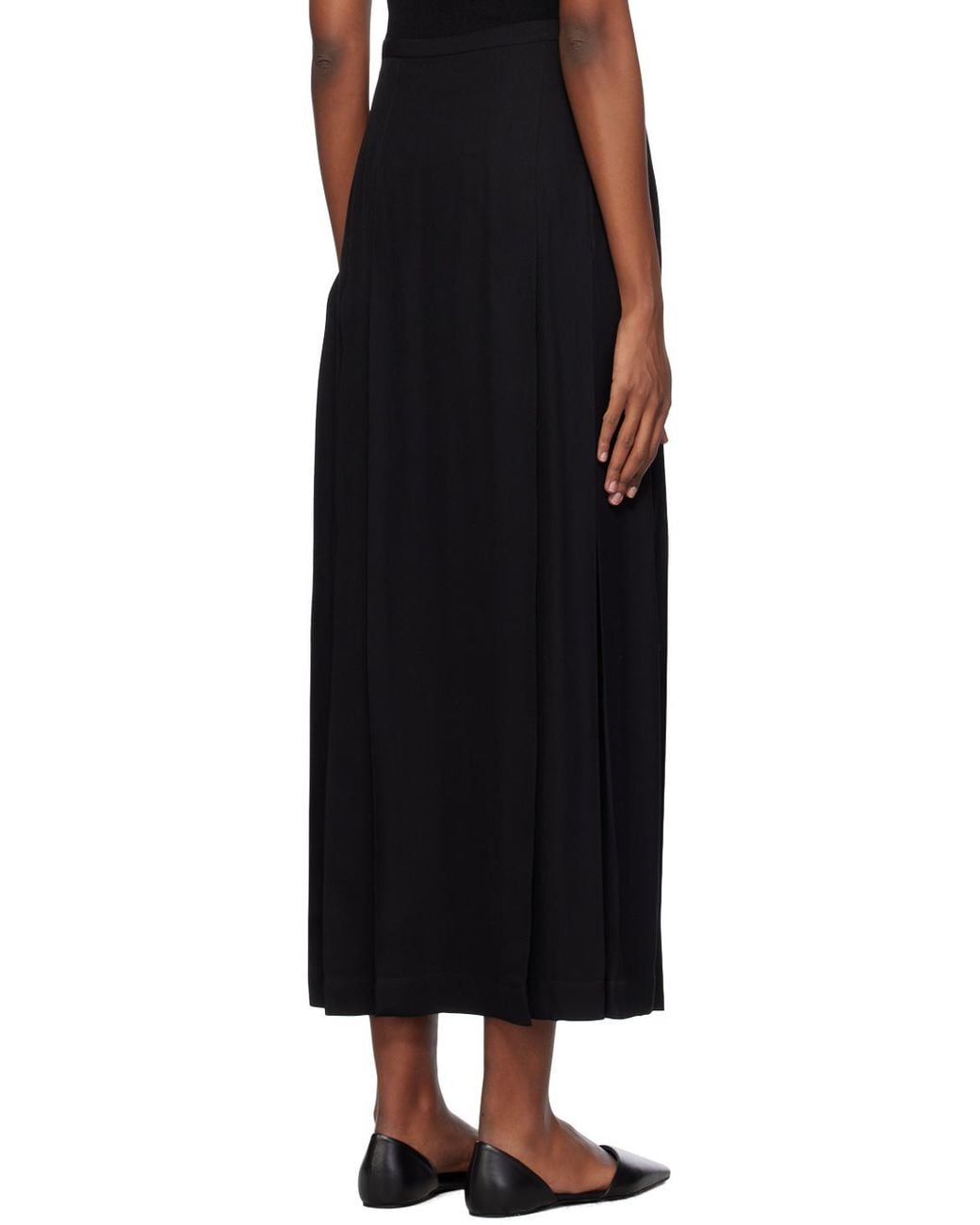 Totême  Black Totême Wrap-Around Box-Pleated Maxi Skirt
