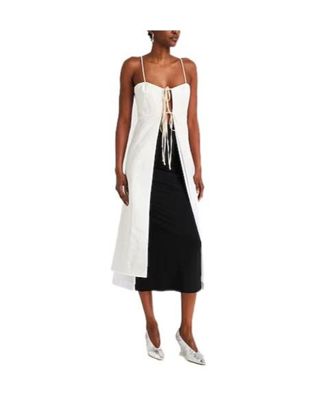 MM6 by Maison Margiela White Satin Flare Skirt