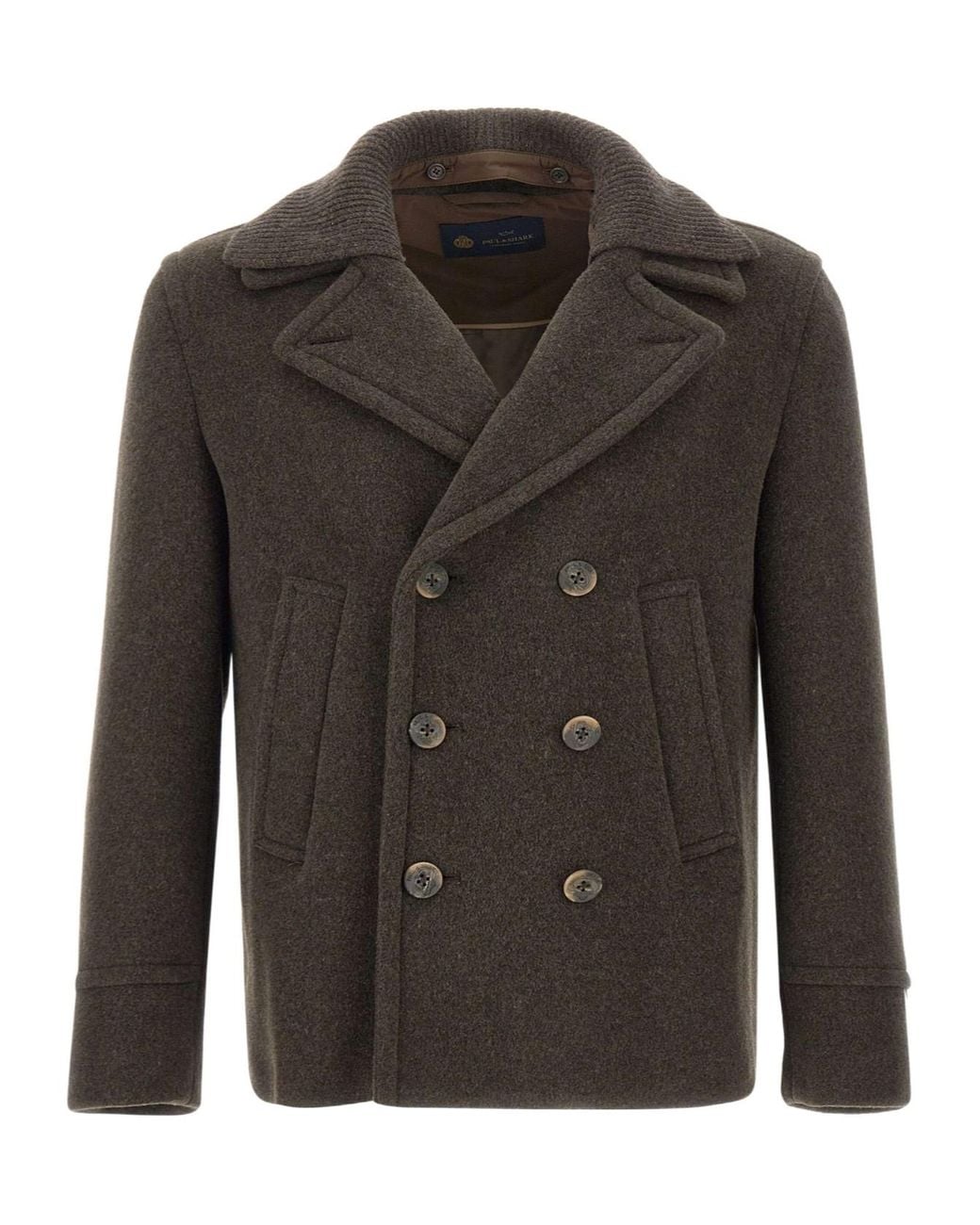 Paul & Shark Multicolor Ribbed-Collar Peacoat for men