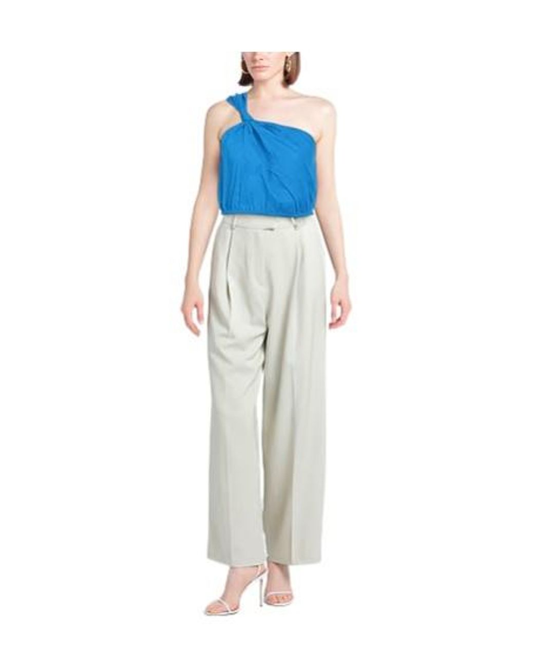 Farm Rio Blue Solid Off Shoulder Crop Top