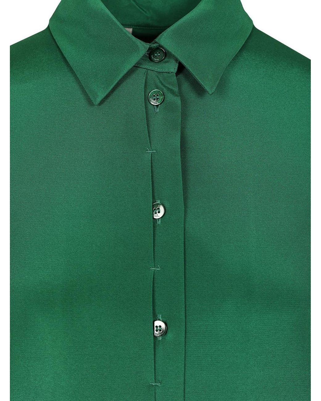 Max Mara Green Avion Button-Up Long-Sleeved Shirt