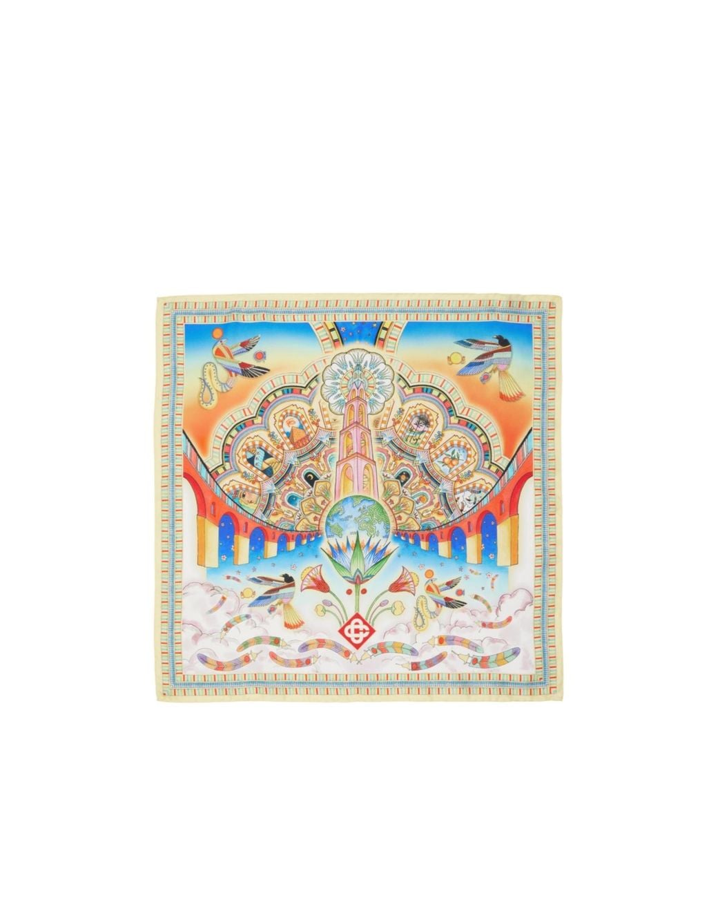 Casablanca Blue Mythological Illustration Print Square Scarf