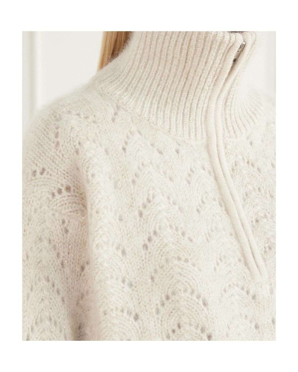 FRAME White Ribbed-Knit Zip-Up Sweater