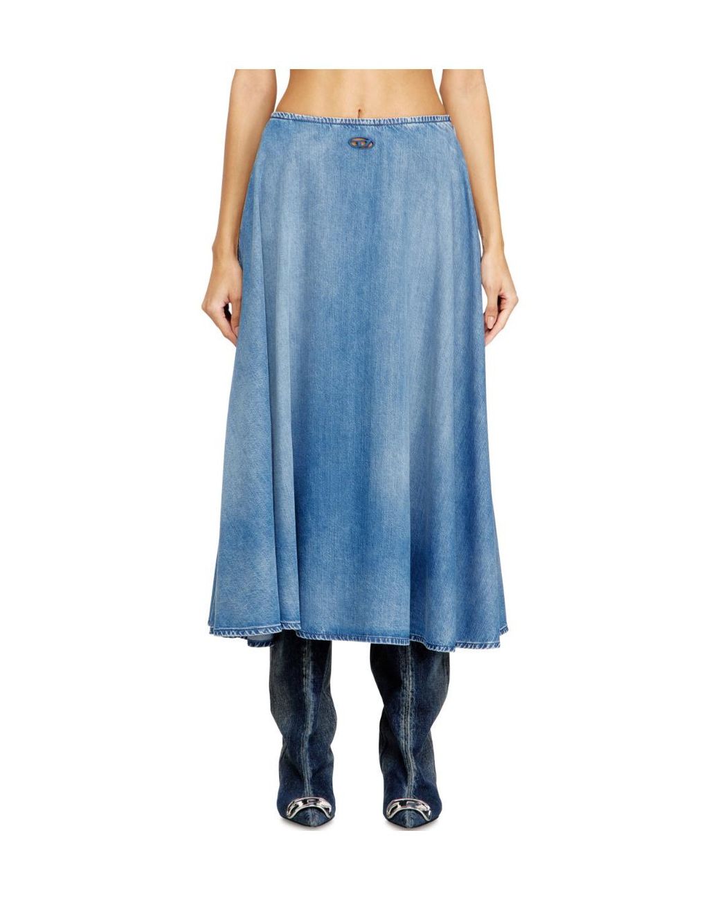 DIESEL Blue De-Annie-S3 Fluid Denim Skirt
