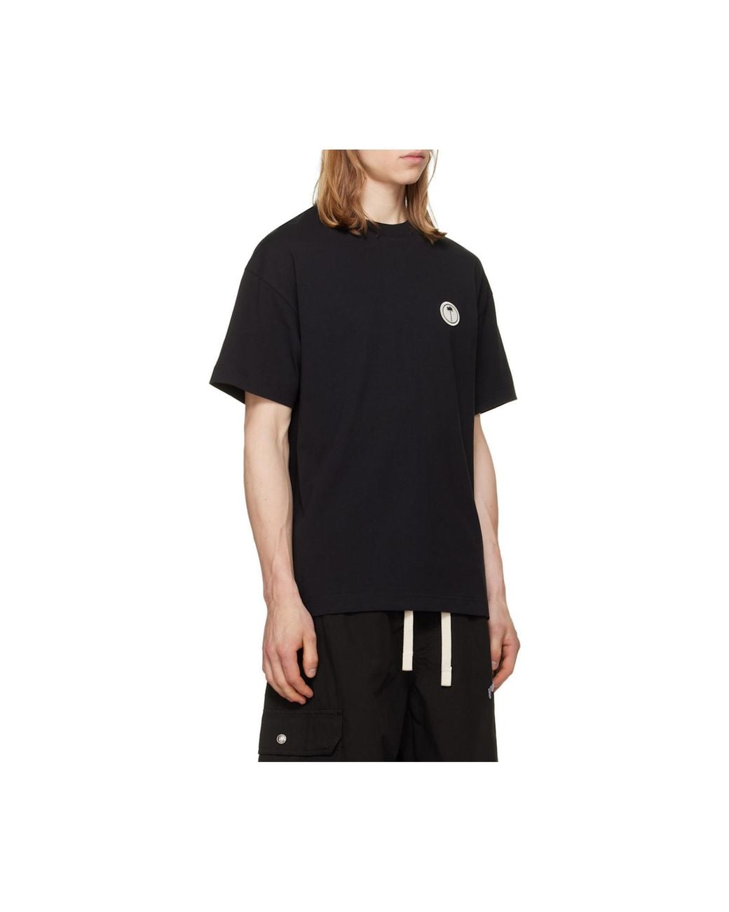 Palm Angels Black Logo-Patch T-Shirt for men