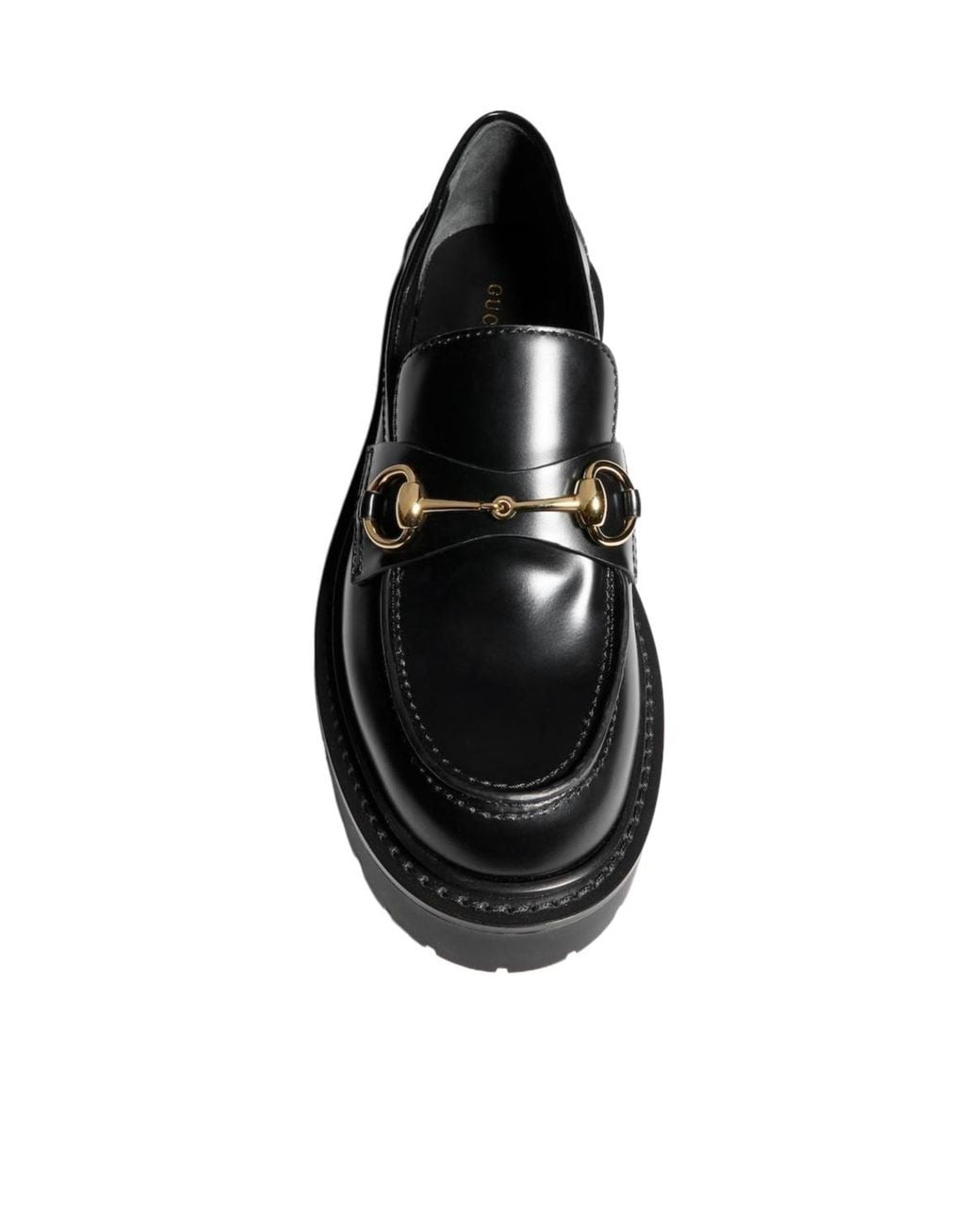 Gucci Black Horsebit Lug Sole Loafers