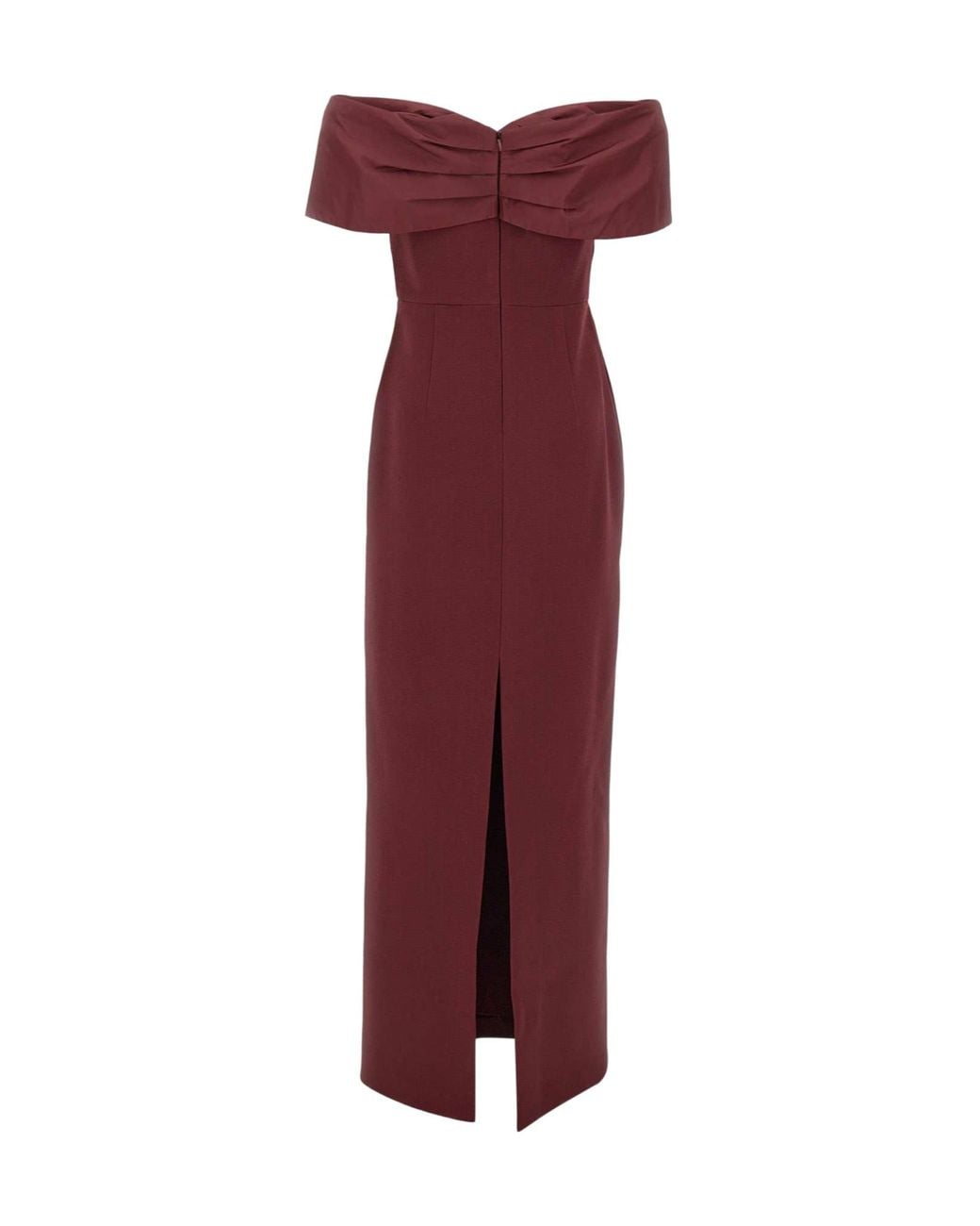 Rebecca Vallance Red Cava Long Off-Shoulder Dress