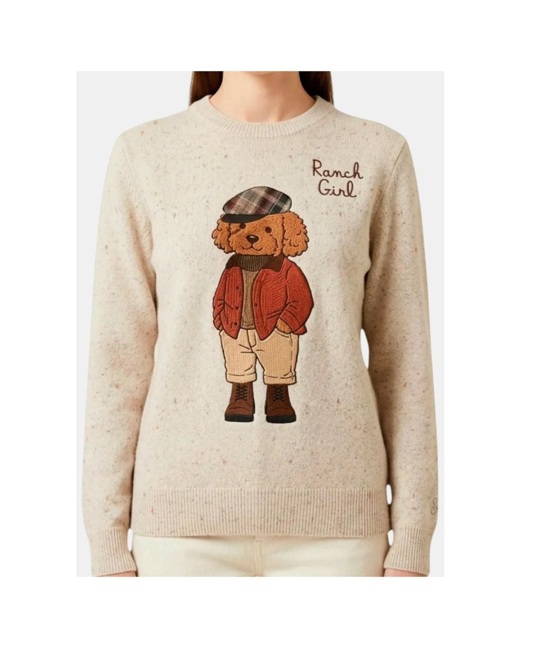 Mc2 Saint Barth White Ranch Girl Intarsia Knitted Sweater