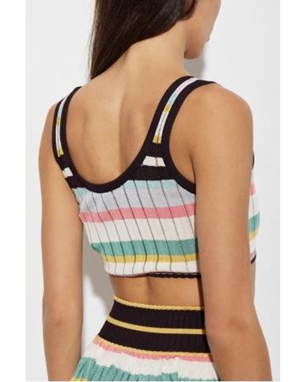 Alaïa Gray Alaïa Ribbed Striped Knitted Top