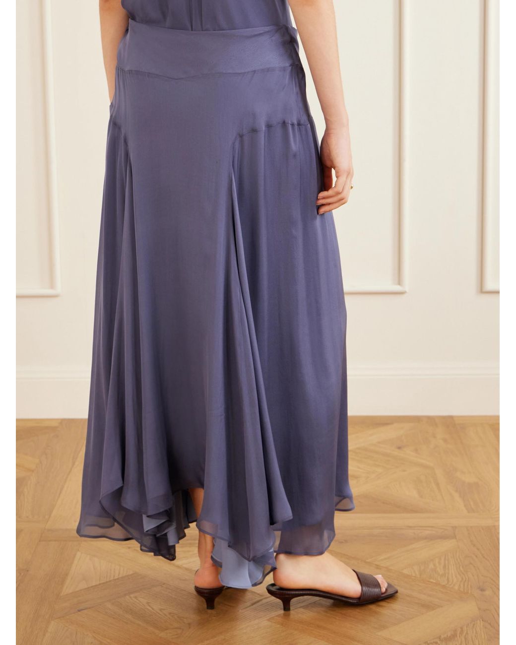 Kallmeyer Blue Alyse Silk-Chiffon Midi Skirt