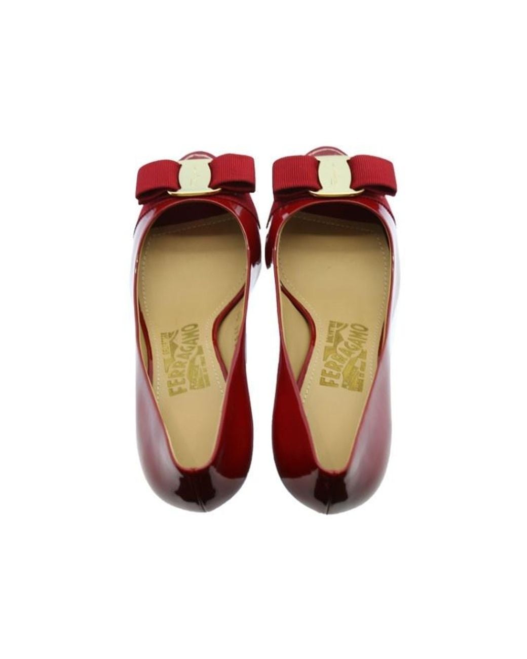 Ferragamo Red Bow Knot Fish Mouth Slope Heel Shoes