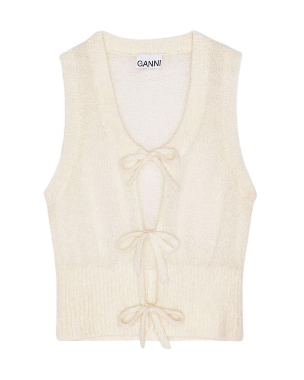Ganni Natural Ivory Tie String Vest