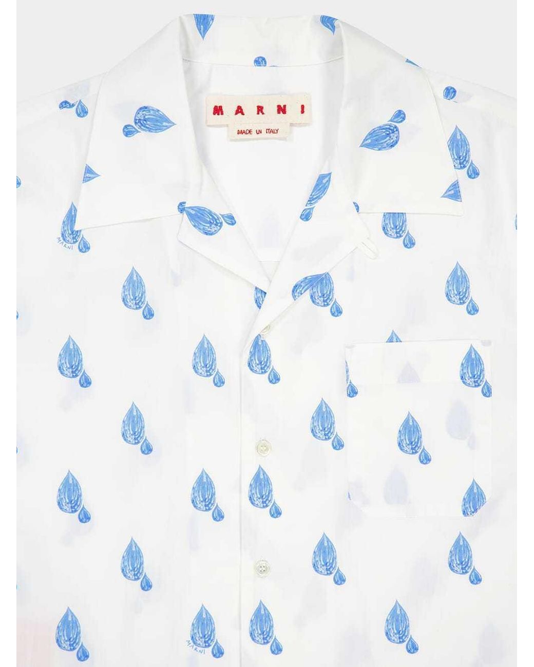 Marni Blue Printed Short-Sleeves Shirt for men