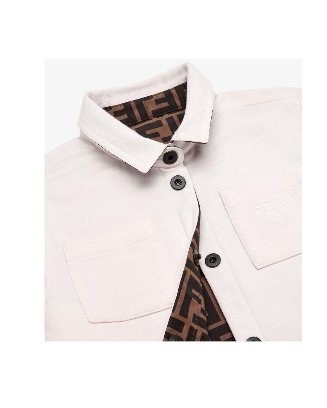 Fendi White Fleece And Ff Nylon Reversible Shirt Jacket