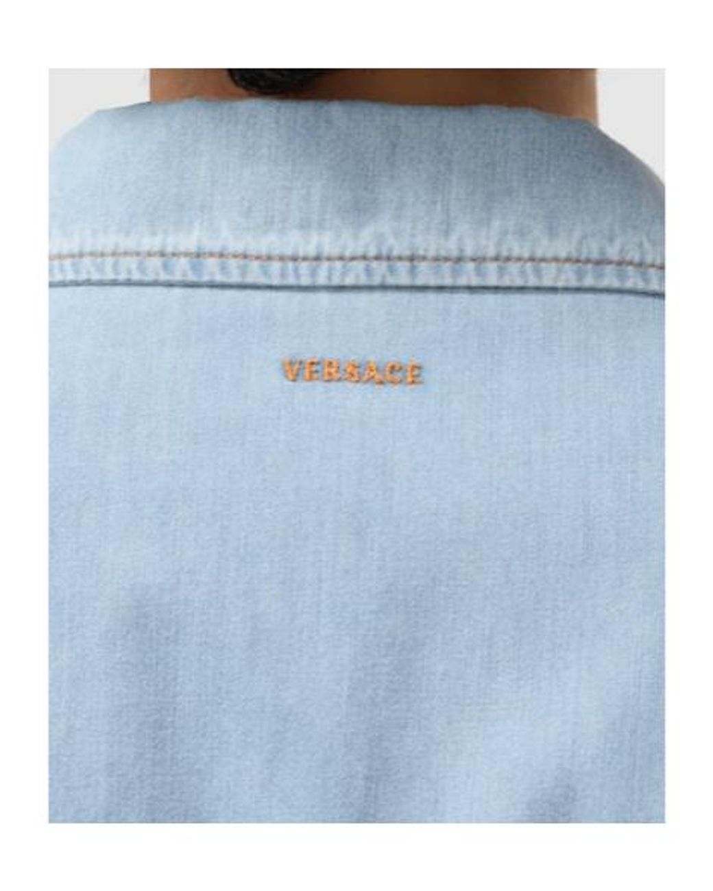Versace Blue Western Denim Short Sleeved Shirt for men