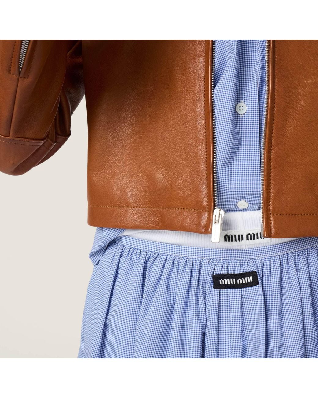 Miu Miu Blue Logo-Patch Midi Skirt