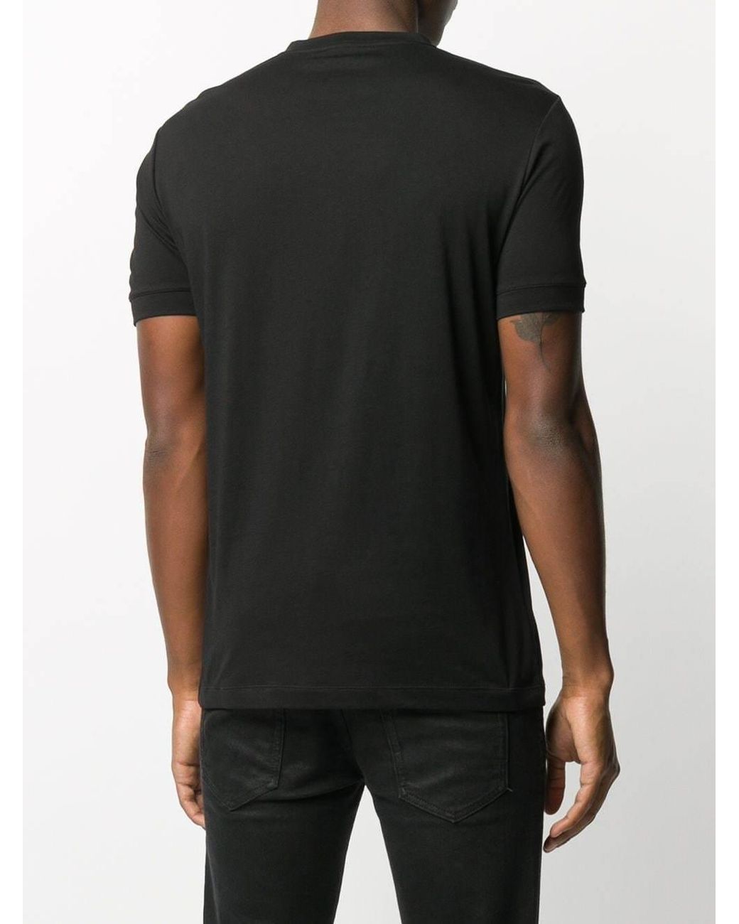 Giorgio Armani Black Logo Printed Crewneck T-Shirt for men