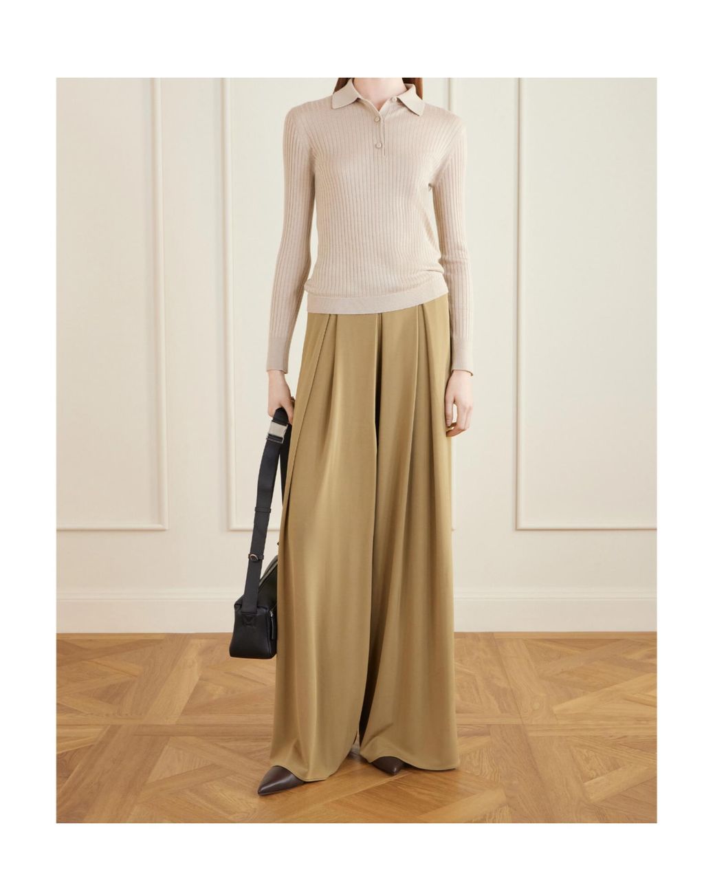 Max Mara Natural Mxpgitano Ribbed Knitted Polo Shirt