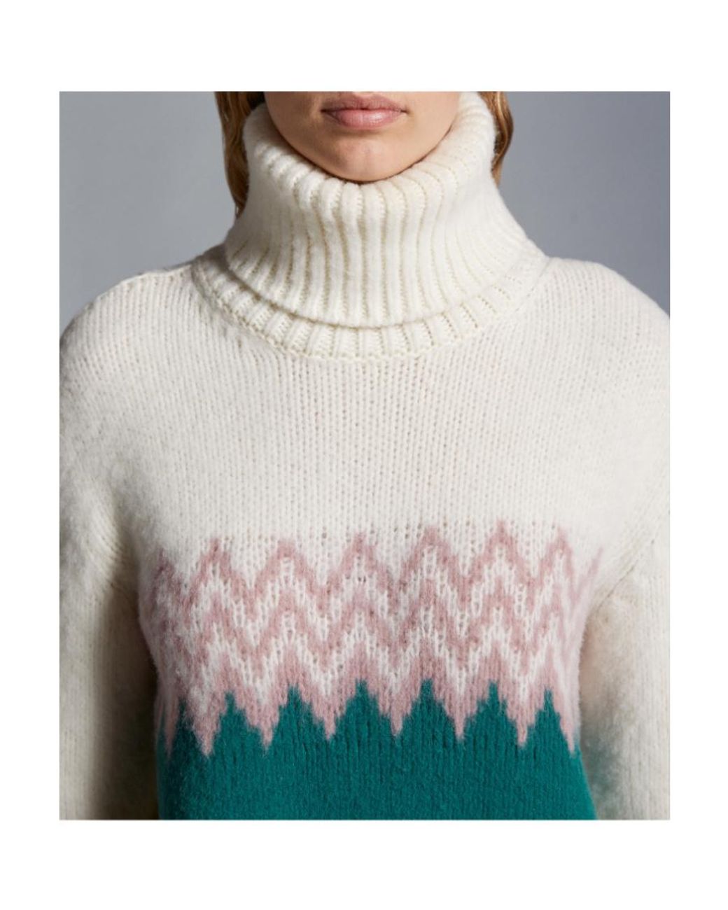 Moncler White Logo Wool Polo Neck Jumper